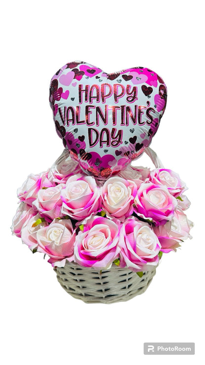 HAPPY VALENTINES BOUQUET DARK PINK BALLOON